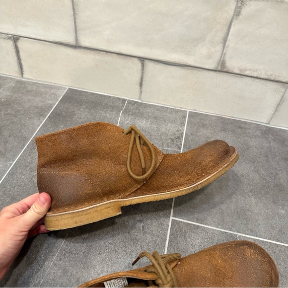 UGG suede brown leather chukka boot short lace up sheepskin shearling winter tan - Picture 7 of 11